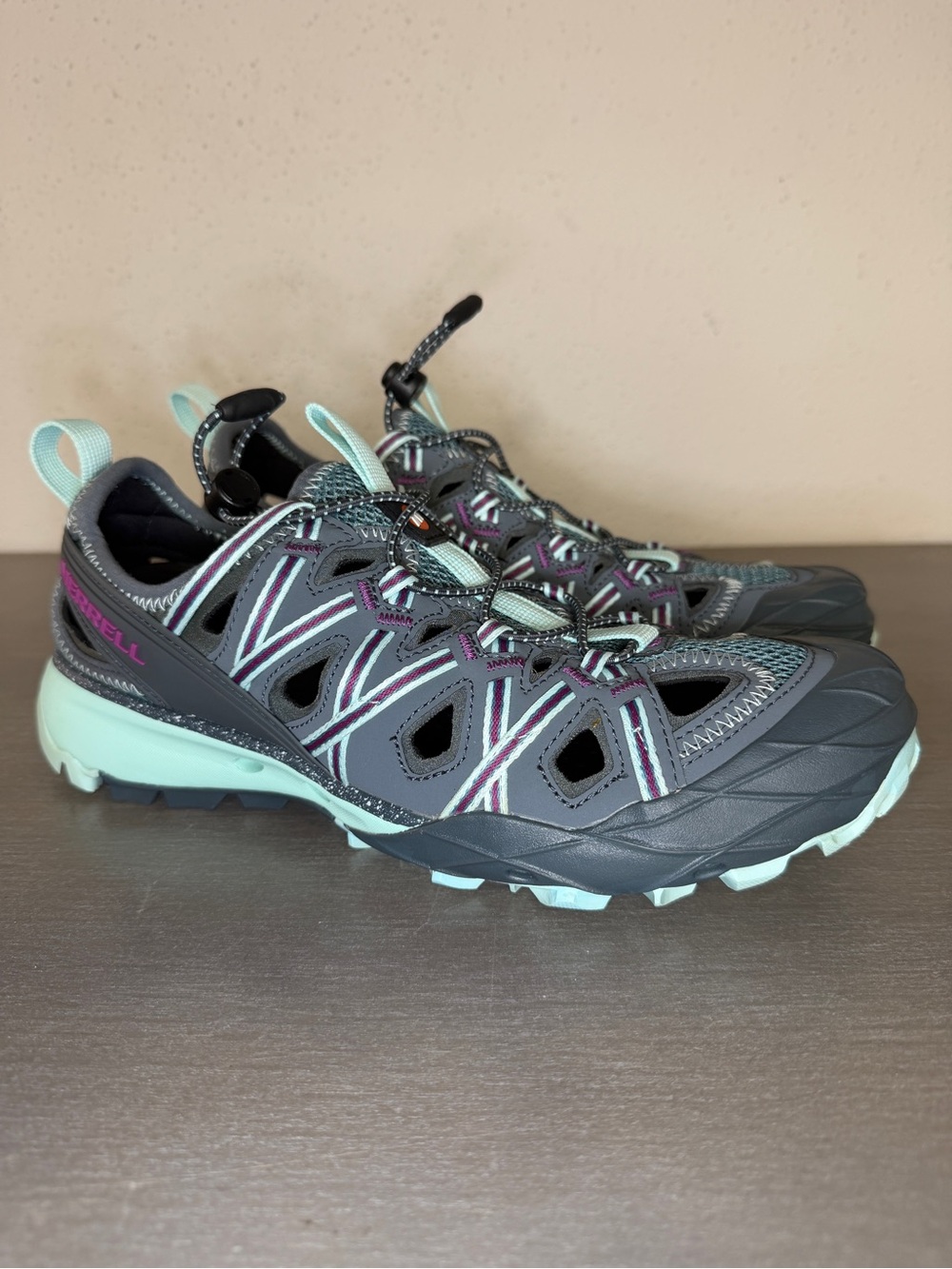 Merrell Women Blue Smoke Choprock Vibram Sole Trail Running Shoes Size 8.5